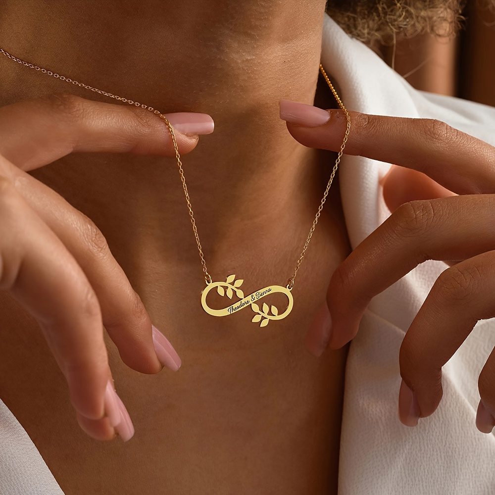 Customized Infinity Symbol Pendant Necklace, Engraved Gift